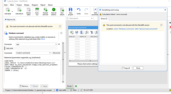 easymorph error