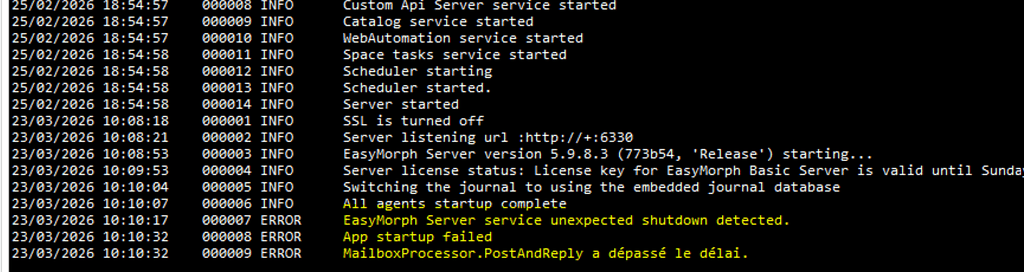 Easy morph Service does not start correctly after reboot - Support ...