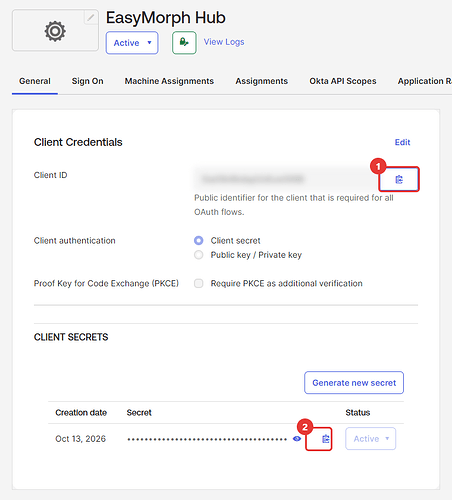 Client ID and secret