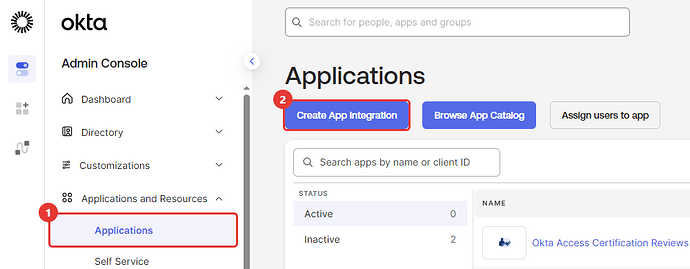 Applications in Okta