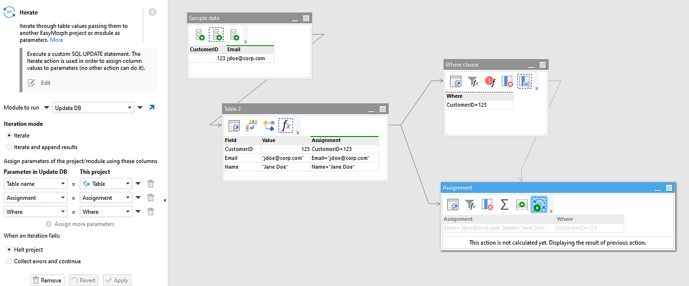 Update existing data in a database table - EasyMorph Community - Data ...