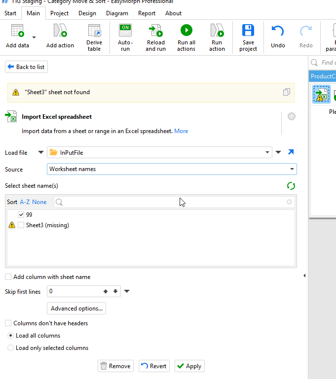 Parameter On Sheet Name Within Import Excel Spreadsheet Support Easymorph Community Data Preparation Professionals And Enthusiasts